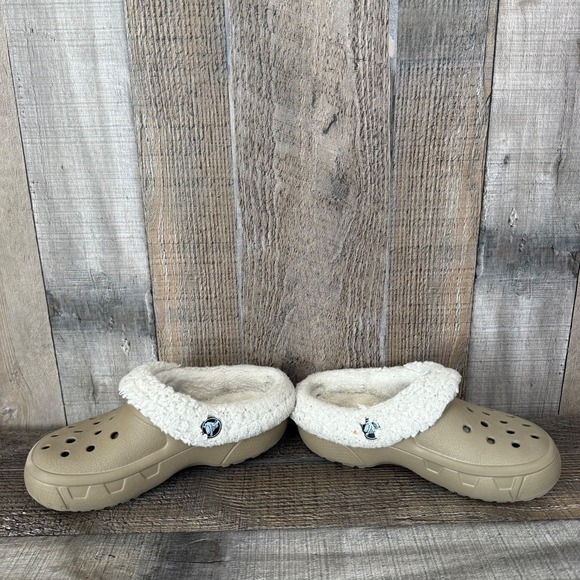 Little Kids Crocs Classic Lined Taupe Casual Comfort Slip On Clogs Shoes Size 12 - Picture 5 of 11